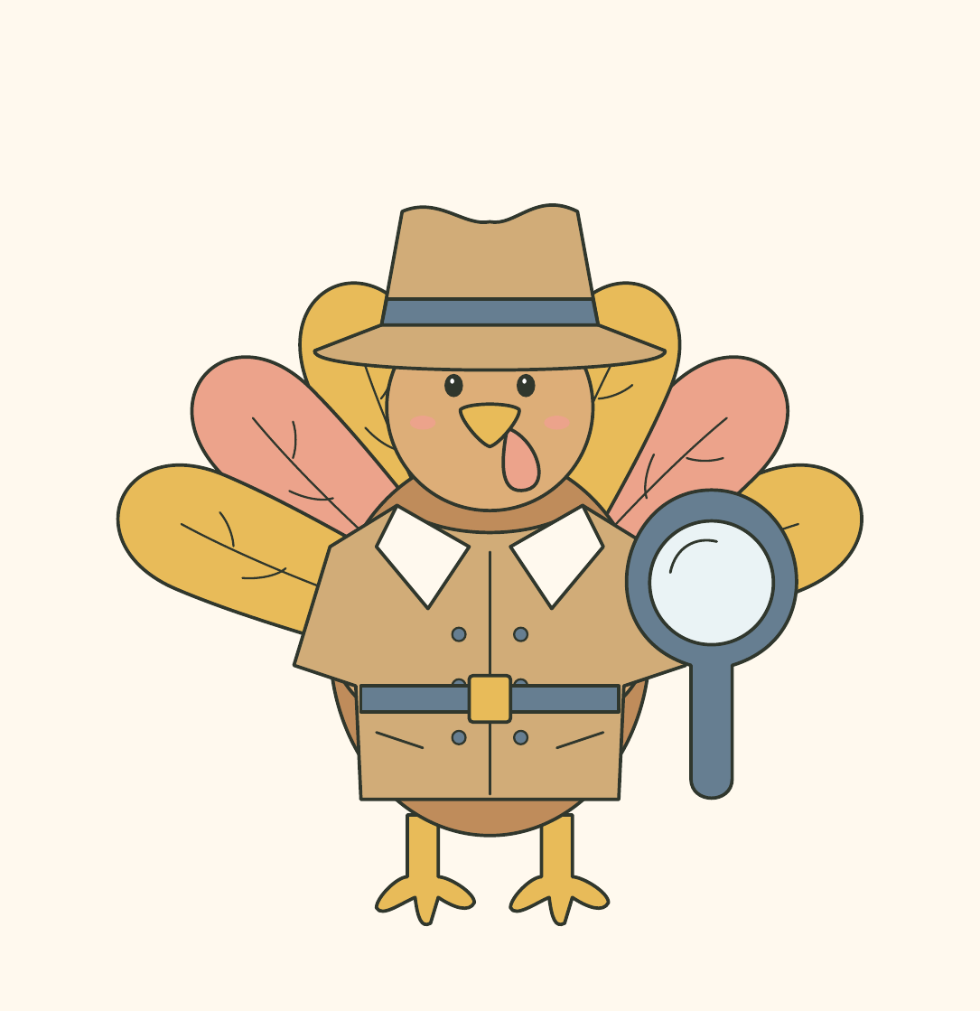 Actual assembled detective turkey disguise artwork
